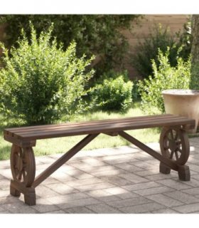 vidaXL Garden Bench | Burnt Wood | Solid Fir Wood | 115 cm | Durable — Colour: dark brown