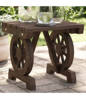 vidaXL Garden Footstool | Burnt wood | Solid fir wood | 40x36.5x38.5 cm — Colour: dark brown, Size: 40 x 36,5 x 38,5 cm