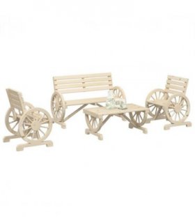 vidaXL 4 Piece Garden Lounge Set Solid Wood Fir — Colour: natural