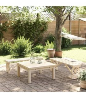 vidaXL Garden Benches 2 pcs Solid Wood Fir — Colour: brown, Size: 115 x 28 x 39,5 cm