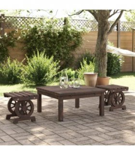 vidaXL Garden Footstools 2 pcs Solid Wood Fir — Colour: dark brown, Size: 40 x 36,5 x 38,5 cm