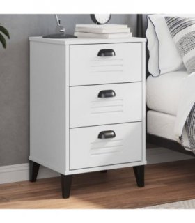 vidaXL Bedside Cabinet VIKEN White Engineered Wood — V0671976251