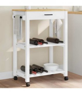 vidaXL Kitchen Trolley MONZA 60x40x88.5 cm Solid Wood Pine — Colour: White, Size: 60 x 40 x 90 cm