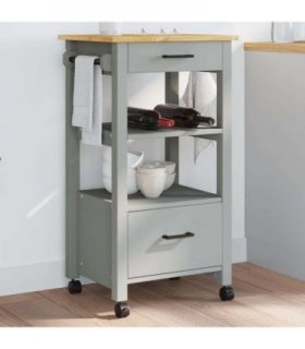 vidaXL Kitchen Trolley MONZA 48x40x88.5 cm Solid Wood Pine — Colour: grey