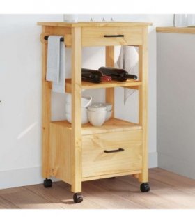 vidaXL Kitchen Trolley MONZA 48x40x88.5 cm Solid Wood Pine — Colour: brown