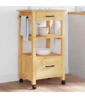 vidaXL Kitchen Trolley MONZA 48x40x88.5 cm Solid Wood Pine — Colour: brown — V0671976318