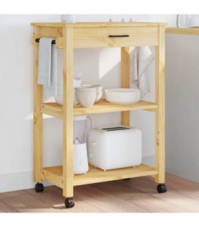 vidaXL Kitchen Trolley MONZA 60x40x88.5 cm Solid Wood Pine — Colour: Brown, Size: 60 x 40 x 90 cm — V0671976326
