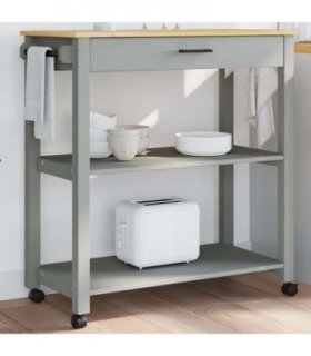 vidaXL Kitchen Trolley MONZA 84x40x88.5 cm Solid Wood Pine — Colour: Grey, Size: 84 x 40 x 90 cm — V0671976330