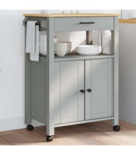 vidaXL Kitchen Trolley MONZA 60x40x88.5 cm Solid Wood Pine — Colour: Grey, Size: 60 x 40 x 90 cm — V0671976338