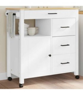 vidaXL Kitchen Trolley MONZA 84x40x88.5 cm Solid Wood Pine — Colour: white