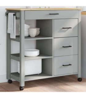 vidaXL Kitchen Trolley MONZA 84x40x88.5 cm Solid Wood Pine — Colour: grey