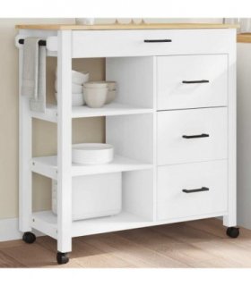 vidaXL Kitchen Trolley MONZA 84x40x88.5 cm Solid Wood Pine — Colour: white — V0671976345