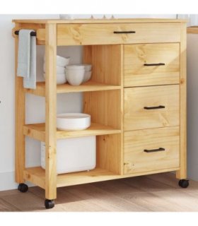 vidaXL Kitchen Trolley MONZA 84x40x88.5 cm Solid Wood Pine — Colour: brown — V0671976346
