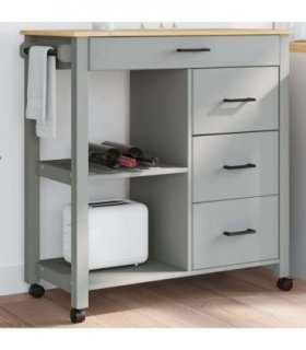 vidaXL Kitchen Trolley MONZA 84x40x88.5 cm Solid Wood Pine — Colour: grey — V0671976349
