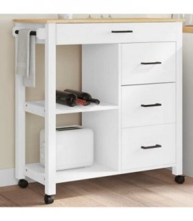 vidaXL Kitchen Trolley MONZA 84x40x88.5 cm Solid Wood Pine — Colour: white — V0671976350