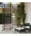 vidaXL Room Divider 6 Panels Brown Poly Rattan — Size: 294 x 200 cm, Model: line weaving