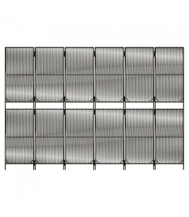 vidaXL Room Divider 6 Panels Grey Poly Rattan — Size: 294 x 200 cm, Model: line weaving