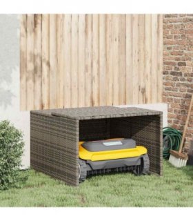 vidaXL Robot Mower Garage Grey 86x90x52/57 cm Poly Rattan