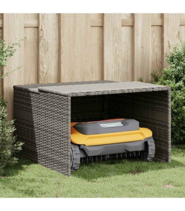 vidaXL Robot Mower Garage Grey 86x90x52/57 cm Poly Rattan