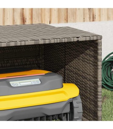 vidaXL Robot Mower Garage Grey 86x90x52/57 cm Poly Rattan