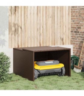 vidaXL Robot Mower Garage Brown 86x90x52/57 cm Poly Rattan