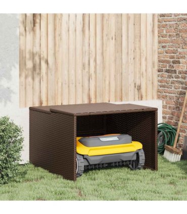 vidaXL Robot Mower Garage Brown 86x90x52/57 cm Poly Rattan