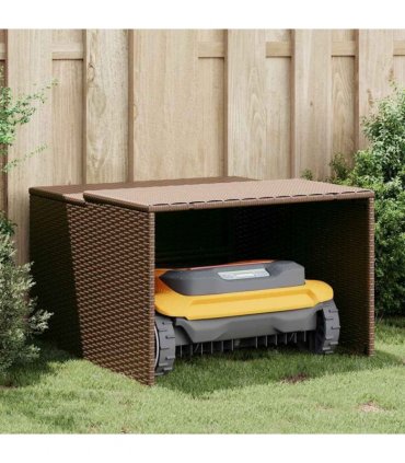vidaXL Robot Mower Garage Brown 86x90x52/57 cm Poly Rattan