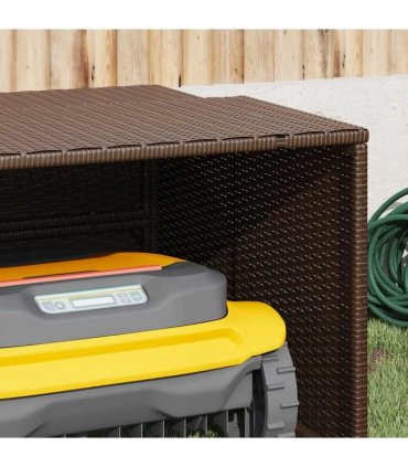 vidaXL Robot Mower Garage Brown 86x90x52/57 cm Poly Rattan