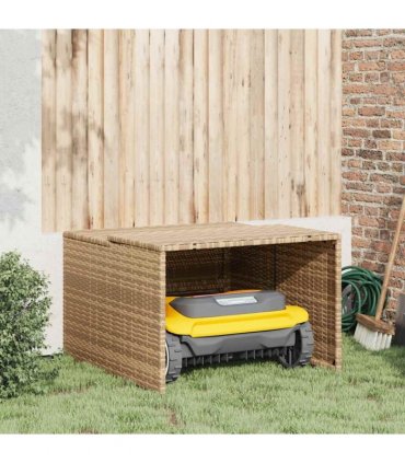 vidaXL Robot Mower Garage Beige 86x90x52/57 cm Poly Rattan