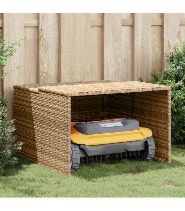 vidaXL Robot Mower Garage Beige 86x90x52/57 cm Poly Rattan