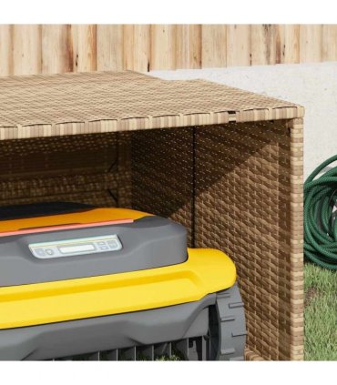 vidaXL Robot Mower Garage Beige 86x90x52/57 cm Poly Rattan