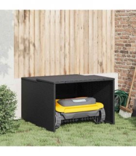 vidaXL Robot Mower Garage Black 86x90x52/57 cm Poly Rattan