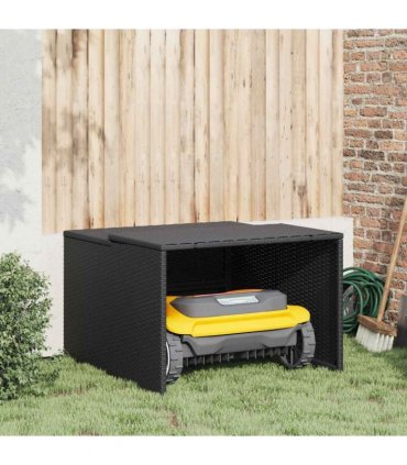 vidaXL Robot Mower Garage Black 86x90x52/57 cm Poly Rattan