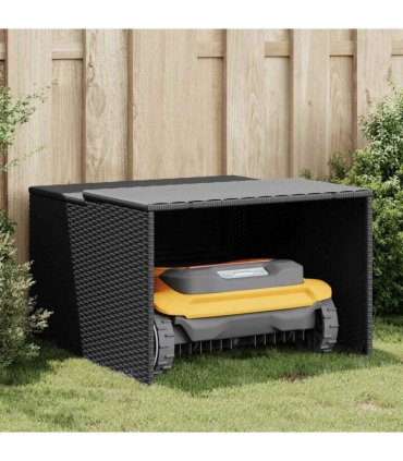 vidaXL Robot Mower Garage Black 86x90x52/57 cm Poly Rattan
