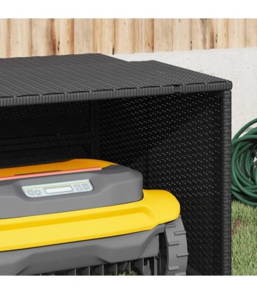 vidaXL Robot Mower Garage Black 86x90x52/57 cm Poly Rattan