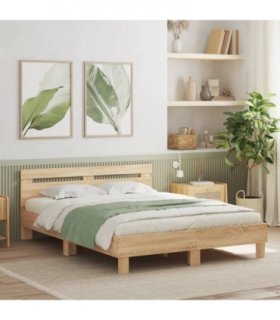 vidaXL Bed Frame | Sonoma Oak | Engineered wood, Plywood — Size: 140 x 200 cm
