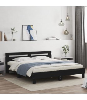 vidaXL Bed Frame | Black | Engineered wood, Plywood | 183x203 cm King — Size: 180 x 200 cm