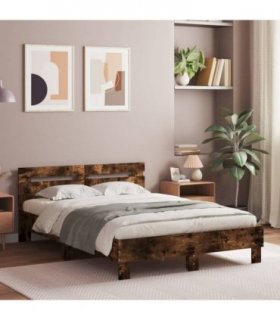 vidaXL Bed Frame | Smoked Oak | Engineered wood, Plywood | 120x200 cm | Modern — Size: 120 x 200 cm