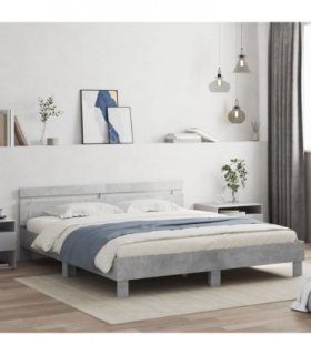 vidaXL Bed Frame without Mattress Concrete Grey 160x200 cm — Size: 160 x 200 cm — V0671976447