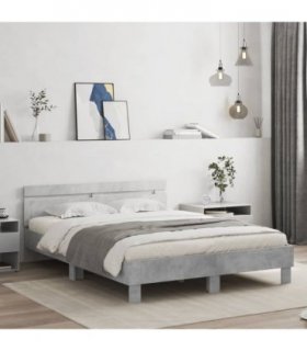 vidaXL Bed Frame | Concrete grey | Engineered wood | Double | Durable — Size: 140 x 190 cm
