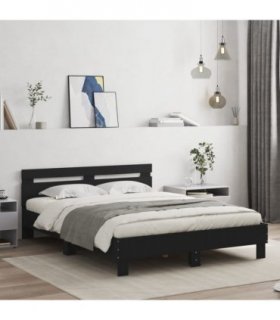 vidaXL Bed Frame | Black | Engineered wood | Double | Modern | Bed Frame — Size: 140 x 200 cm