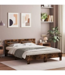 vidaXL Bed Frame | Smoked Oak | Engineered wood | Double | Modern | Bed Frame — Size: 140 x 200 cm