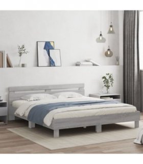 vidaXL Bed Frame | Grey Sonoma | Engineered wood, Plywood slats | King — Size: 180 x 200 cm