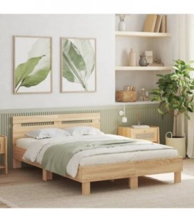 vidaXL Bed Frame | Sonoma Oak | Engineered Wood, Plywood | Small Double | Simple — Size: 120 x 190 cm