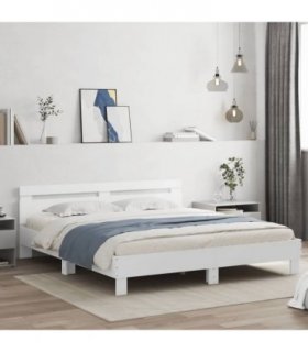 vidaXL Bed Frame | White | Engineered Wood, Plywood | Super King | Modern — Size: 180 x 200 cm