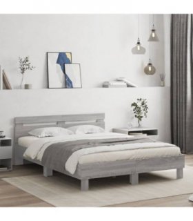 vidaXL Bed Frame without Mattress Grey Sonoma 150x200 cm King Size — Size: 150 x 200 cm