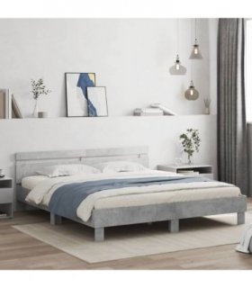 vidaXL Bed Frame with LED without Mattress Concrete Grey 180x200 cm Super King — Size: 180 x 200 cm