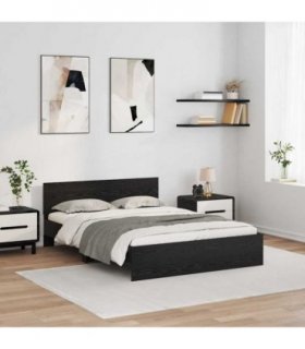 vidaXL Bed Frame with Headboard Black Oak 120 x 200 cm Engineered Wood