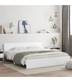 vidaXL Bed Frame | White | Engineered wood, Plywood | Super King | Bed Frame — Size: 180 x 200 cm