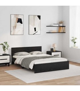 vidaXL Bed Frame with Headboard Black Oak 150 x 200 cm Engineered Wood